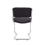 visitor chair in grey fabric with chrome cantilever frame. Back view