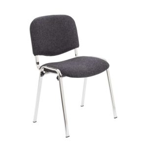 visitor chair charcoal fabric and chrome frame
