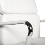 visitor chair in white leather and with chrome cantilever frame