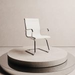 visitor chair white leather with chrome cantilever frame
