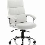 white leather high back executive office chair with chrome base