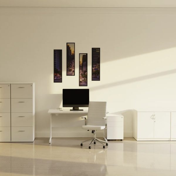 Medium back office chair in room set in front of office desk