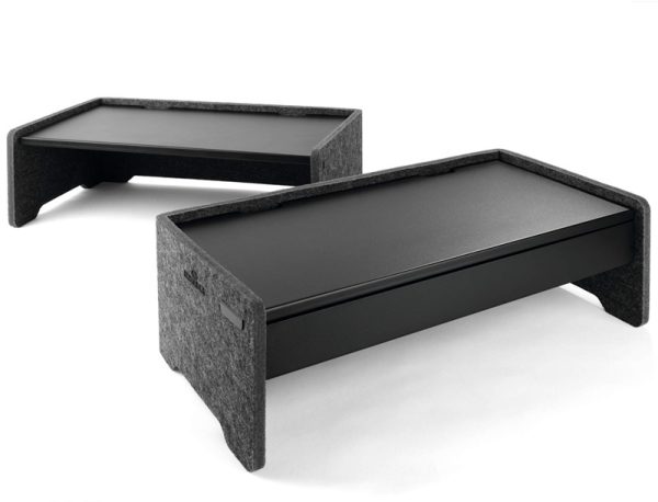 monitor stand drawer on monitor stand and without