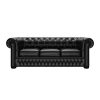 Black leather chesterfield reception sofa 3 seater