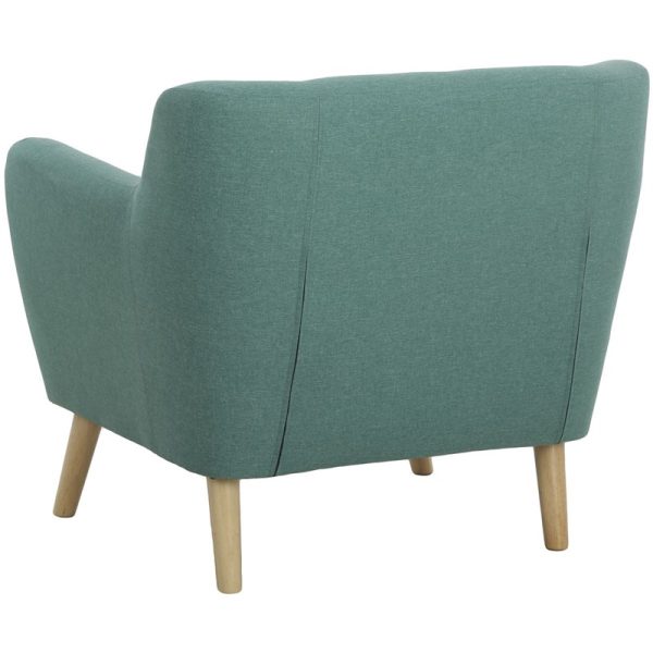 reception armchair in stylish green fabric with wood feet
