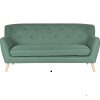 green fabric contemporary reception sofa with wooden feet