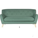 green fabric contemporary reception sofa with wooden feet
