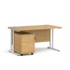 office desk in white oak with white cantilever leg frame. Including 2 drawer under desk filing pedestal