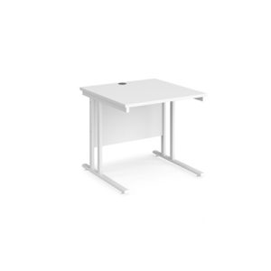 office desk 1000mm with white desk top and white cantilever leg frame