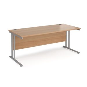 office desk 1800mm with beech desk top and silver cantilever leg frame
