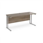 office straight desk in nebraska oak with silver cantilever frame