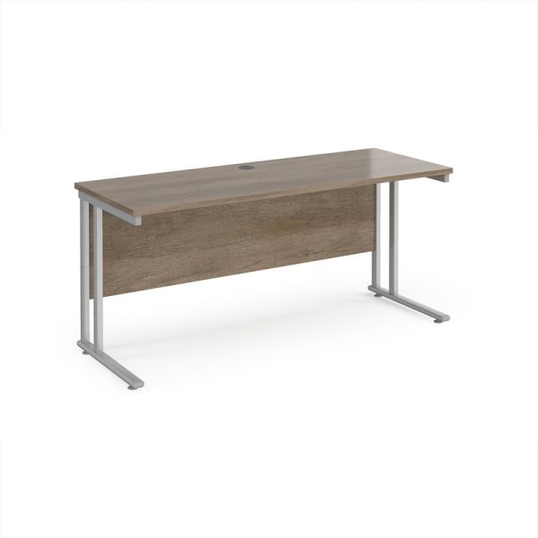 office straight desk in nebraska oak with silver cantilever frame
