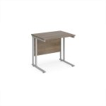 office desk in nebraska oak desk top with silver cantilever leg frame