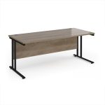 office desk with nebraska oak desk top and black cantilever frame