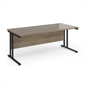 office desk with nebraska oak desk top and black cantilever frame