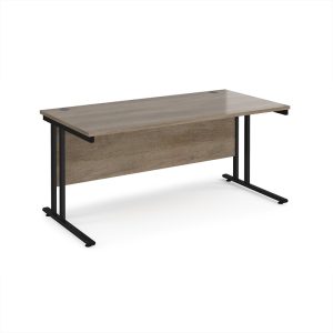 office desk with nebraska oak desk top and black cantilever frame