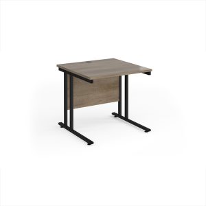 office desk with nebraska oak desk top and black frame