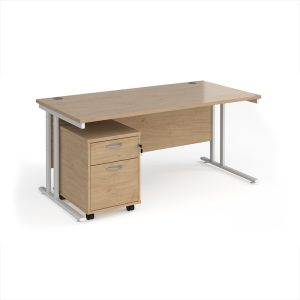 office furniture bundle in Kendal oak. Includes an office desk and 2 drawer pedestal