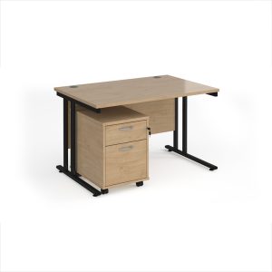 office furniture deal with desk and 2 drawer pedestal kendal oak