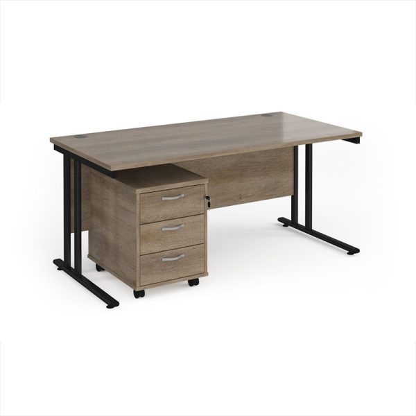 office furniture bundle deal in Nebraska oak. Includes office desk and 3 drawer pedestal