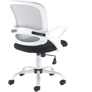 mesh back operators chair white frame back view