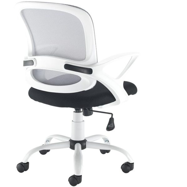 mesh back operators chair white frame back view
