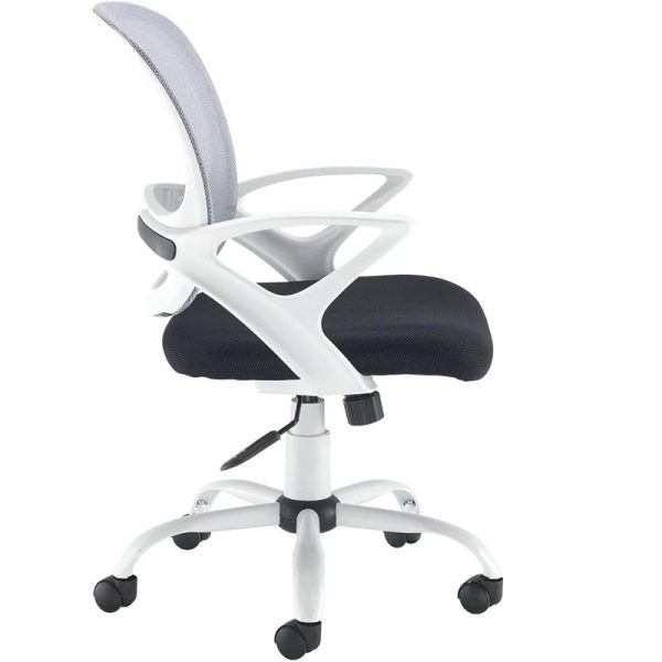 mesh back operator chair white side view