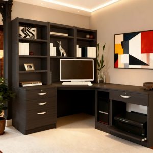 home office desk black wood