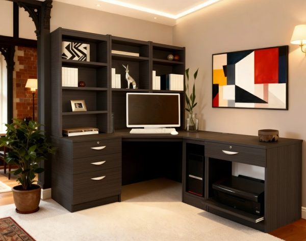 home office desk black wood