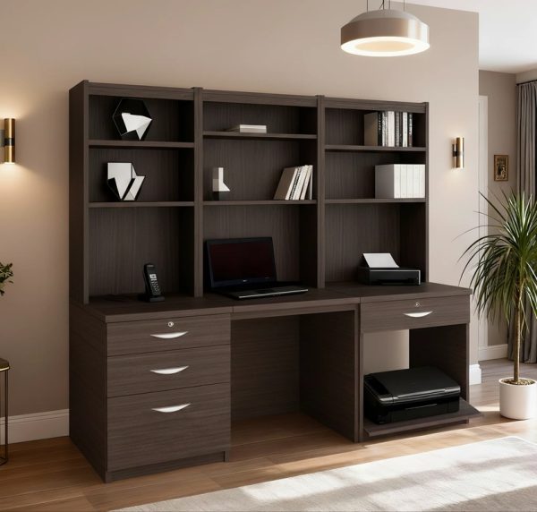 home office desk black with storage