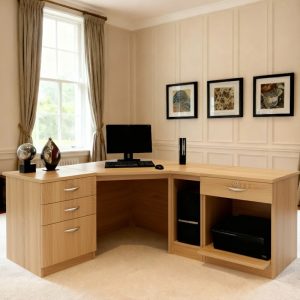 home office corner desk classic oak with drawers