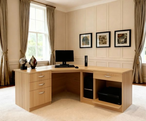 home office corner desk classic oak with drawers