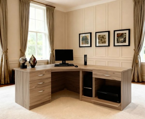 home office desk in grey with drawers