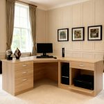 home office desk in sandstone finish with storage