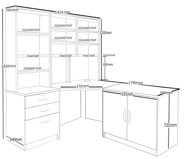 Home Office Furniture Wellington Two Classic Oak - Image 4