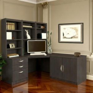 office furniture set black with bookcase, drawers and office cupboard
