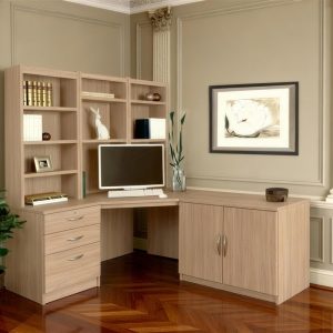 office furniture set sandstone with corner desk, office drawers, bookcase and office cupboard