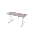 sit stand desk with grey oak desk top and white frame