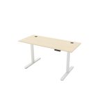 sit stand desk with maple desk top and white frame