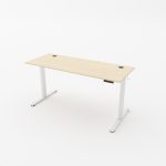 sit stand desk maple and white frame