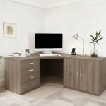 home office desk in grey finish,. Corner desk with drawers