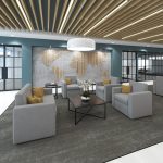 receptionsingle sofas and double sofas in grey fabric in reception setting
