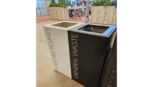 office recycling bin in office