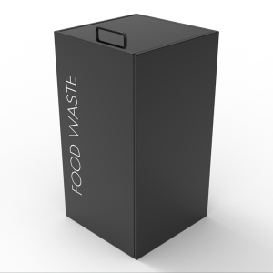 waste bin with lid and handle for office recycling with food waste lettering
