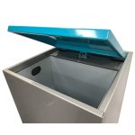 office recycling bin close up of bin top open