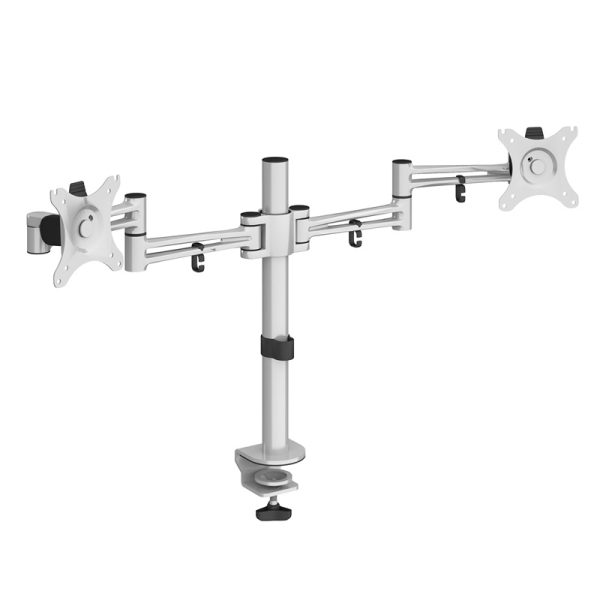 flat screen monitor with double arm silver