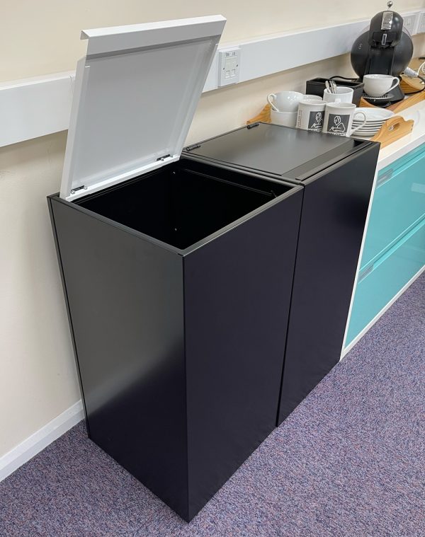 Office Recycling Bin Separate Enclosed Hinged Lid With Lettering 100 litre - Image 6