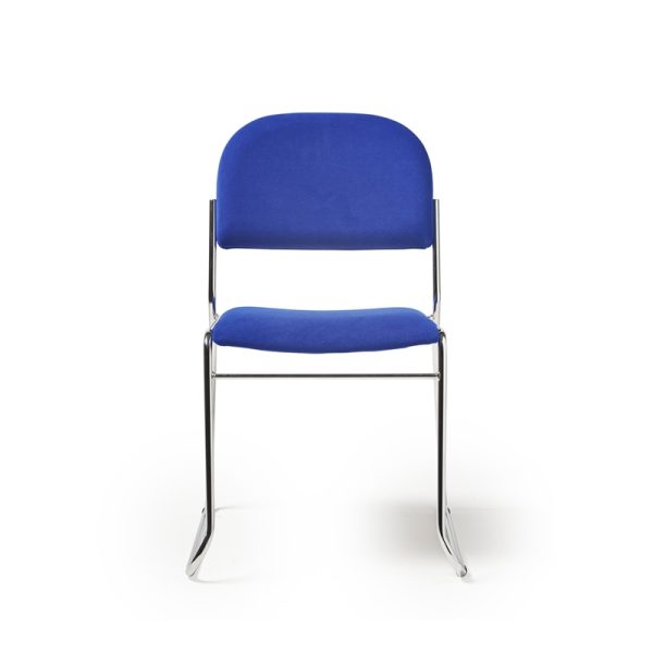 Stacking Training Chair Johnstone Chrome Frame Blue Fabric No Arms - Image 2