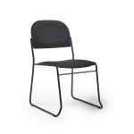 multi purpose chair with black fabric seat and black frame