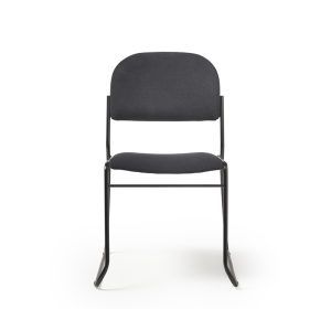 multi purpose chair with black fabric seat and black frame front view